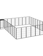 vidaXL Заграждение за куче черно 34 панела 50x100 см прахово боядисано