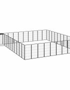 vidaXL Заграждение за куче черно 42 панела 50x100 см прахово боядисано