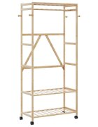 vidaXL Закачалка за дрехи с рафтове и колелца 90x40x1795 см бамбук