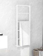 vidaXL Закачалка за кърпи бяла 45x10x115 см стомана
