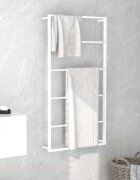 vidaXL Закачалка за кърпи бяла 60x10x116 см стомана