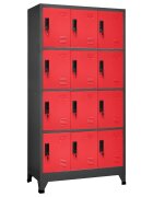 vidaXL Заключващ се шкаф антрацит и червено 90x45x180 см стомана