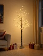 vidaXL Заснежена коледна елха с LED светлини Кафяво 22 x 22 x 150 см