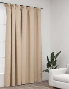 vidaXL Затъмняваща завеса с куки имитираща лен бежова 290x245 см