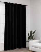 vidaXL Затъмняваща завеса с куки имитираща лен черна 290x245 см