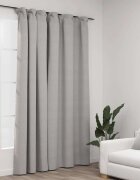 vidaXL Затъмняваща завеса с куки имитираща лен сив 290x245 см