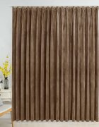 vidaXL Затъмняваща завеса с куки кадифе бежова 290x245 см