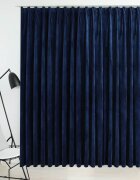 vidaXL Затъмняваща завеса с куки кадифе тъмносиньо 290x245 см