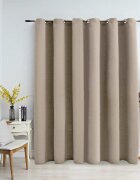 vidaXL Затъмняваща завеса с метални халки бежова 290x245 см