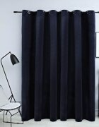 vidaXL Затъмняваща завеса с метални халки кадифе черна 290x245 см