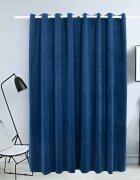 vidaXL Затъмняваща завеса с метални халки кадифе тъмносиня 290x245 см