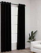 vidaXL Затъмняващи завеси имитация лен с отвори 2 бр черни 140x225 см