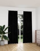 vidaXL Затъмняващи завеси с куки 2 бр кадифе черни 140x225 см