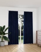 vidaXL Затъмняващи завеси с куки 2 бр кадифе тъмносини 140x225 см