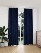 vidaXL Затъмняващи завеси с куки 2 бр кадифе тъмносини 140x245 см