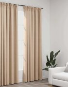 vidaXL Затъмняващи завеси с куки имитация лен 2 бр бежови 140x245 см