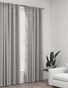 vidaXL Затъмняващи завеси с куки имитация лен 2 бр сиви 140x245 см