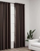 vidaXL Затъмняващи завеси с куки имитация лен 2 бр таупе 140x225 см