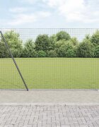 vidaXL Заварена мрежа от тел с бетонен основание 10 x 15 m Сиво Мрежа