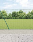 vidaXL Заварена мрежа от тел с бетонен основание 10 x 15 m Зелено