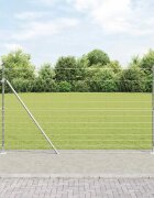 vidaXL Заварена мрежа от тел с бетонен основание 50 x 14 м Сребристо