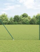 vidaXL Заварена мрежа с шипове 25 x 15 m PVC покрита стомана Зелено