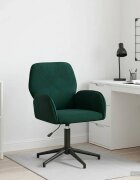 vidaXL Завъртащ се офис стол 54 x 55 x 90 см Тъмнозелено Кадифе