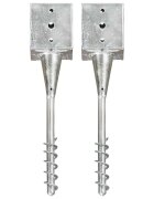 vidaXL Заземителни колове 2 бр сребро 12x12x56 см поцинкована стомана