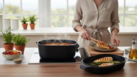 AMT Gastroguss Капак с грил повърхност за тава за печене алуминий 32 x 22 см - AMT