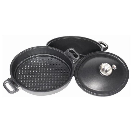 AMT Gastroguss Комплект за готвене на пара от 3 части алуминий 33 x 26 см/6 L овал