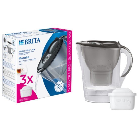 Brita Marella 2.4L стартов пакет + 3 филтъра Maxtra PRO (сив)
