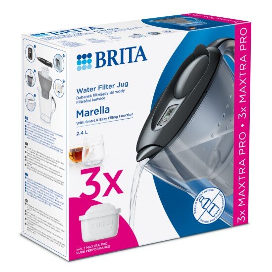 Brita Marella 2.4L стартов пакет + 3 филтъра Maxtra PRO (сив)
