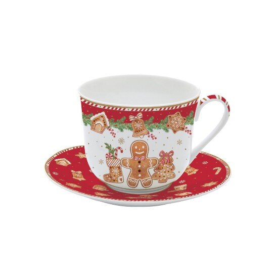 Easy Life Чаша с чинийка порцелан 400 мл "Fancy Gingerbread" -
