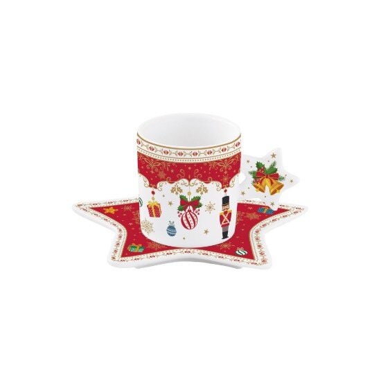 Easy Life Комплект чаша за кафе и чинийка 175 мл порцелан "CHRISTMAS ORNAMENT