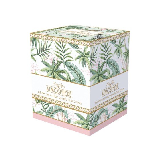 Easy Life Порцеланова чаша с капак и метален инфузор 350 мл "Wild Tropical" -