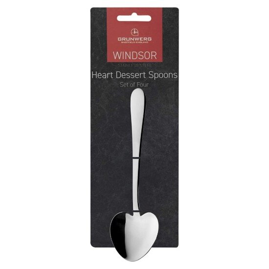 Grunwerg Комплект от 4 "Windsor" десертни лъжици във формата на сърце неръждае