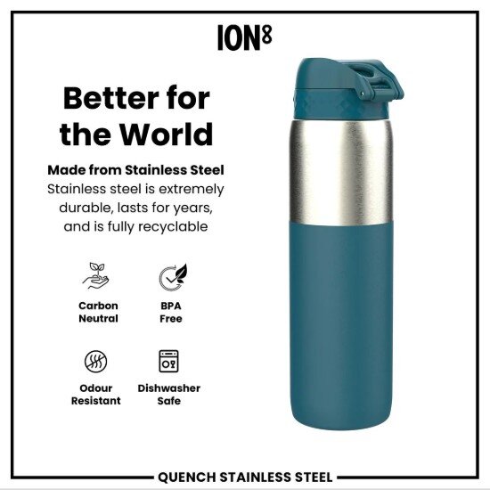 Ion8 Бутилка за вода неръждаема стомана 1.2 L Deep Teal -