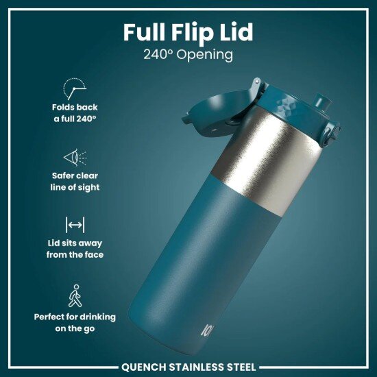 Ion8 Бутилка за вода неръждаема стомана 1.2 L Deep Teal -