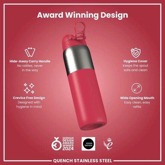 Ion8 Бутилка за вода неръждаема стомана 920 ml Viva Magenta -