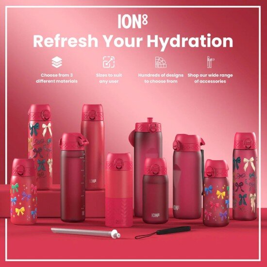 Ion8 Бутилка за вода неръждаема стомана 920 ml Viva Magenta -