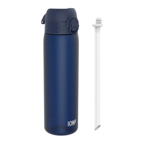 Ion8 Бутилка за вода "SLIM" със сламка в комплекта рециклон 500 ml Navy