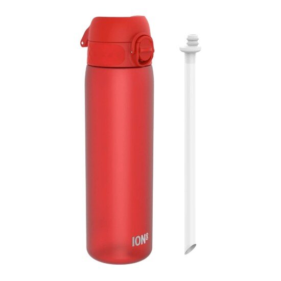 Ion8 Бутилка за вода "SLIM" със сламка в комплекта рециклон 500 ml Red -