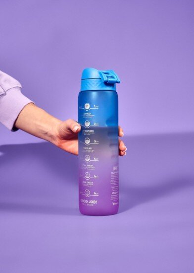 Ion8 Бутилка за вода "Times To Drink" recyclon™ 1L Blue&Pink -