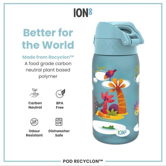Ion8 Детска бутилка за вода recyclon 350 мл Safari -
