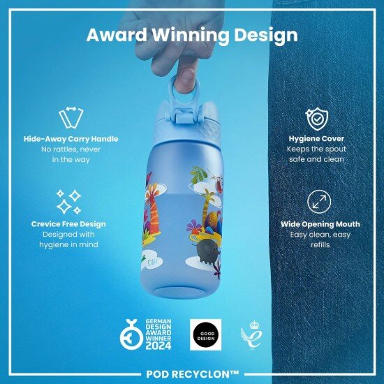 Ion8 Детска бутилка за вода recyclon 350 мл Safari -