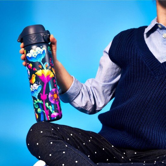 Ion8 Детска бутилка за вода SLIM неръждаема стомана 500мл Bright Floral