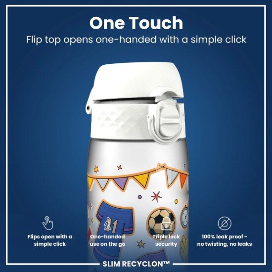 Ion8 Детска бутилка за вода SLIM recyclon 500 мл Football -