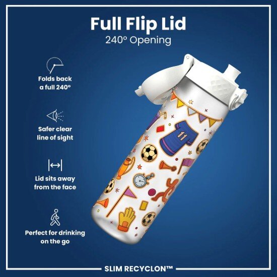 Ion8 Детска бутилка за вода SLIM recyclon 500 мл Football -