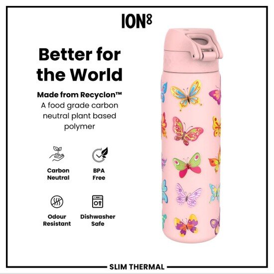 Ion8 SLIM бутилка за вода неръждаема стомана 500 ml Butterfly -