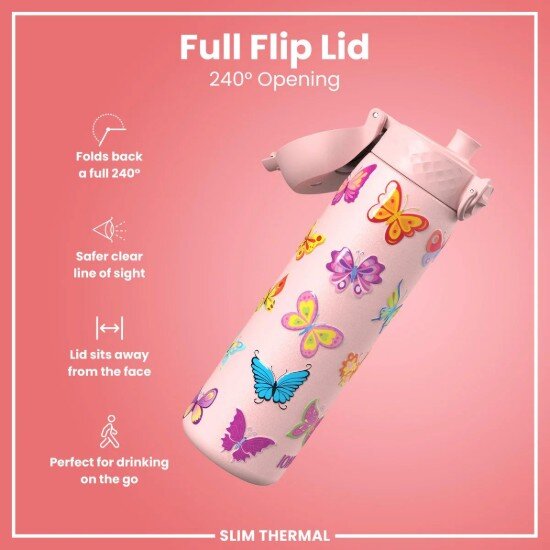 Ion8 SLIM бутилка за вода неръждаема стомана 500 ml Butterfly -